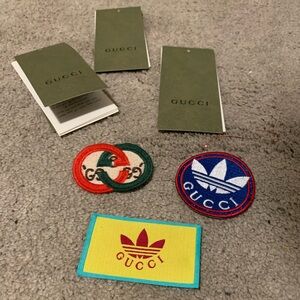 SET of 3 SUPER RARE “GUCCI” x ADIDAS Logo Patches and BONUS 3x logo Hangtags